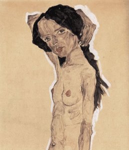 Standing nude young girl