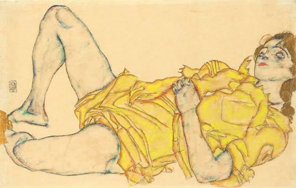 Liegende Frau In Gelbem Kleid (Reclining Woman In Yellow Dress)