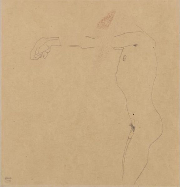 Mannlicher Akt Mit Nach Links Ausgestrecktem Armen (Male Nude With Outstreched Arms)