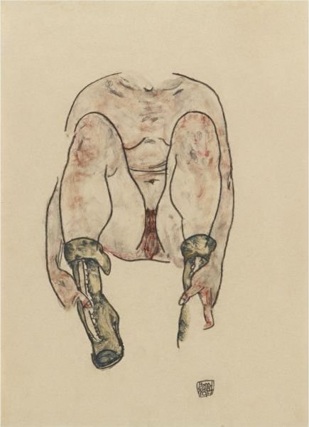 Seated Female Nude With Green Boots