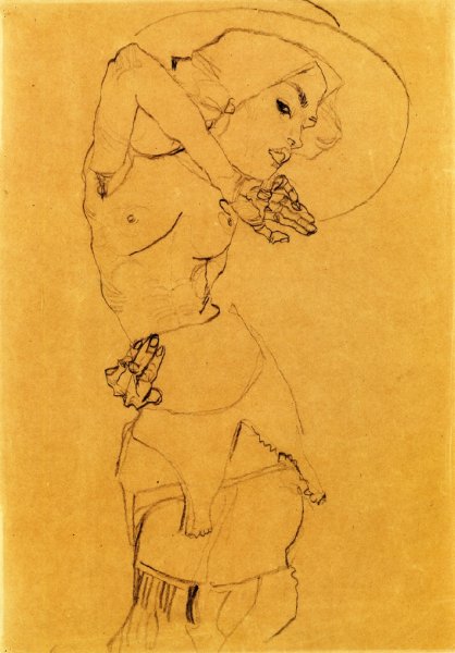 Standing Nude With Large Hat (Gertrude Schiele)