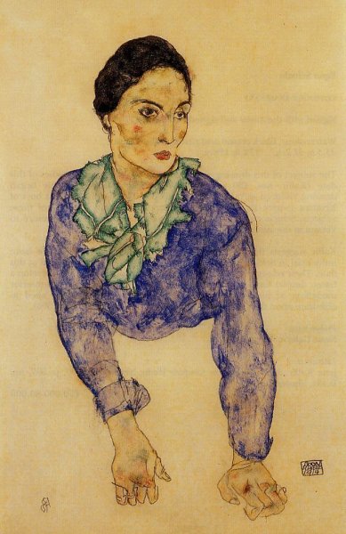 Portrait Of A Woman With Blue And Green Scarf