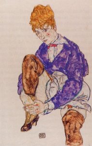 Portrait Of The Artists Wife Seated  Holding Her Right Leg