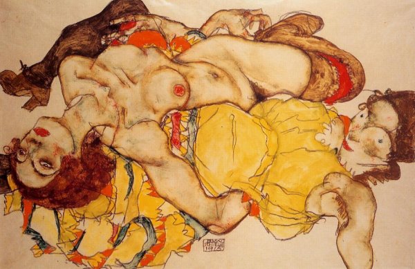 Two Girls Lying Entwined