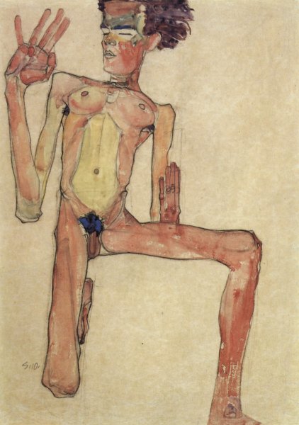 Kneeling act, selfportrait