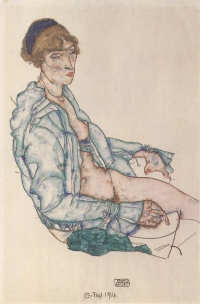 Seated Woman with blue hair band